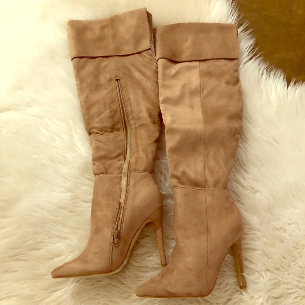 Brand new cream faux suede over the knee boots